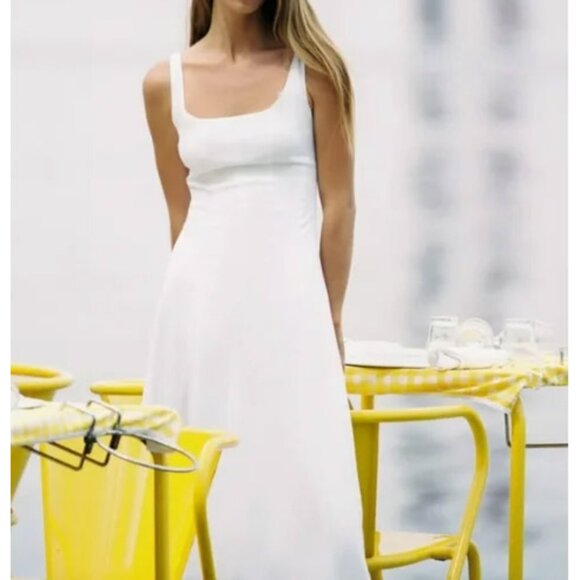 Zara Linen Strappy Midi Dress- Size Small- New- Never Worn- white linen dress - Picture 2 of 4